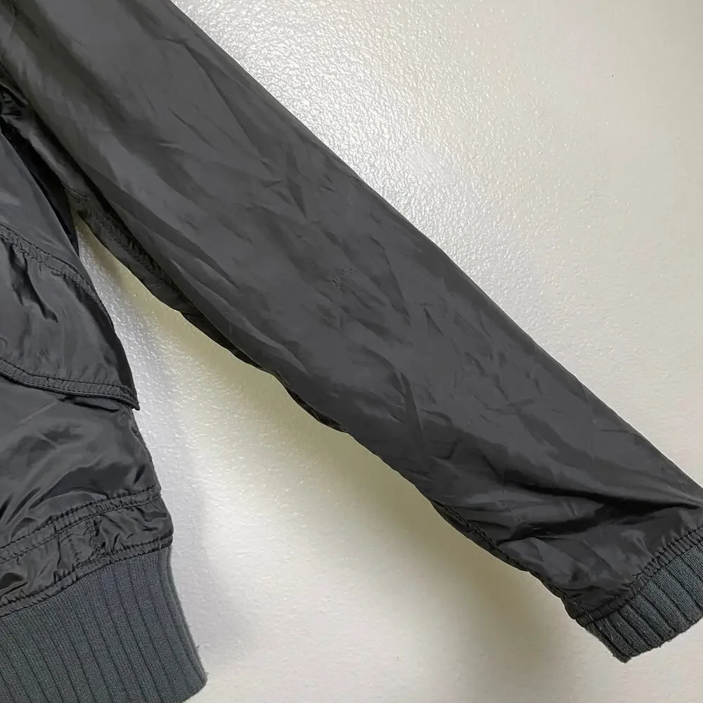 Alpha Industries Flight Jacket Mens Medium Grey Outdoors Full Zip Lined Hooded - Picture 3 of 10